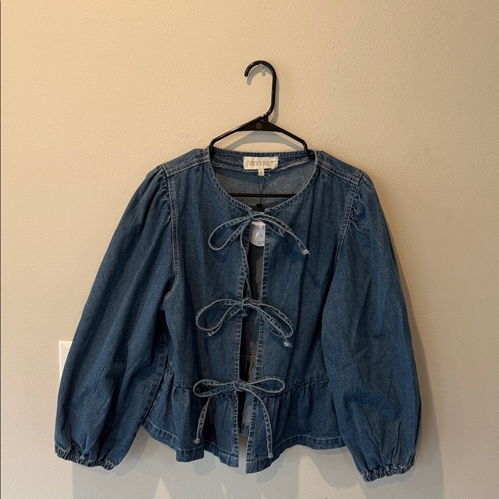 Blue Denim Tie-Front Jean Jacket